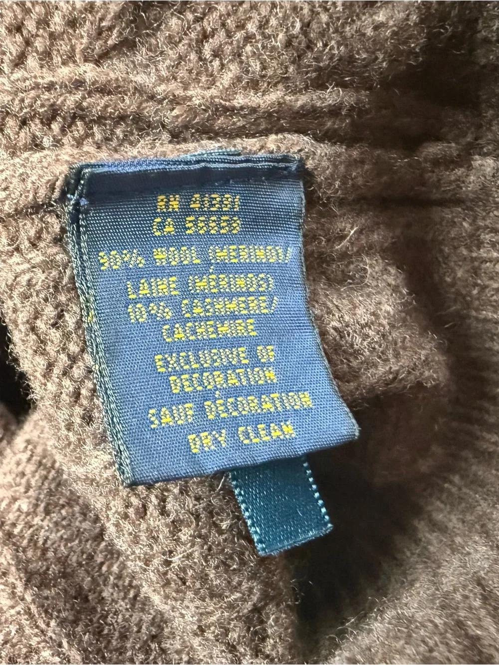 Polo Ralph Lauren Wool Cashmere Cable Knit V-Neck Sweater M